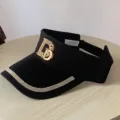 Mujer sombrero visera de sol negro diamantes letra D top vacío verano moda anti UV gorra - Letra D / Negro