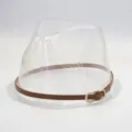Brown hat belt strap with gold double ring buckle DIY hat accessory for stylish decor. - Brown Slim Faux Leather Band With Gold Double Ring Buckle