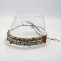 Handmade woven hat band ethnic style hat accessory with shells and starfish charms for decoration - Multi Layer Woven Cord Band With Shell And Starfish Pendants