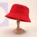 Classic red cotton bucket hat casual sun protection outdoor travel stylish hat fashion - One Size / Red