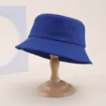 Classic solid blue cotton bucket hat, versatile sun protection fashion basin hat for outdoor. - One Size / Blue
