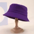 Classic purple cotton bucket hat for women men, casual summer sun protection hat, solid color. - One Size / Purple