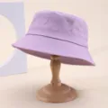 Classic solid color purple cotton bucket hat for women men summer sun protection casual beach hat. - One Size / Light Purple