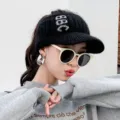 Mujer invierno sombrero tejido parte superior vacía negro cálido coleta detalle elegante - Negro