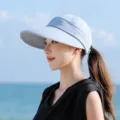 Lightweight blue sun visor hat for women, wide brim UV protection outdoor travel empty top cap. - One Size / Blue