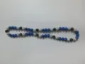 Blue white and black Shamballa necklace with sparkling pavé rhinestone disco ball beads - Blue Black Silver White