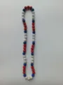Handcrafted Shamballa necklace with red white blue rhinestone beads for baseball - Classic Red White Blue