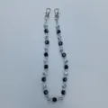 Black and white dice and 8-ball bead pants chain, stylish hip-hop bag strap accessory. - 6