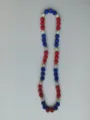 Patriotic red white and blue clay rhinestone shamballa bead elastic necklace variant - Red White Blue Cycle