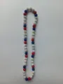 Patriotic red white and blue sparkling clay disco ball beads shamballa necklace - Red White Blue Tri-Color