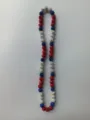 Long Shamballa necklace with red white and blue sparkling rhinestone clay beads - Classic Red White Blue 2