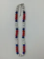 Red white and blue Shamballa disco ball necklace with adjustable silver chain - Red White Blue with Clasp