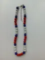 Red white and blue sparkling rhinestone clay bead necklace with adjustable chain - Red White Blue Lobster Clasp
