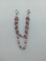 Detail of double-strand 12mm pink and white rhinestone clay bead pants chain with clasps - Style 4