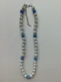 Blue and white Shamballa necklace with sparkling polymer clay disco ball beads - Blue White Extension Chain