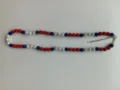 American flag colored 12mm clay rhinestone bead Shamballa necklace with extension chain - Deluxe Red White Blue