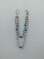Detail view of double-layered 12mm crystal bead waist chain with turquoise accents - Style 9