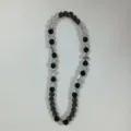 Black and white Shamballa rhinestone bead stretch necklace with cross charms. - 10mm (5 Rows) / Black and White Metallic Cross Style (18)