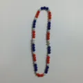 Multicolor rhinestone clay bead baseball cross elastic beaded necklace fashion jewelry - 10mm (5 Rows) / Blue Red and White Baseball Cross Style (17)