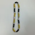 Detailed view of athletic baseball Shamballa rhinestone beaded necklace in black yellow and silver. - 10mm (5 Rows) / Black Yellow and Silver Baseball Cross Style (16)