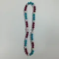 Close-up detail of colorful rhinestone shamballa bead necklace with baseball and cross charm. - 10mm (5 Rows) / Blue Purple and White Baseball Cross Style (15)
