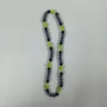 Green cross and purple rhinestone bead necklace detail, fashion jewelry accessory for daily wear. - 10mm Beads, Approx 56 Beads, 54cm (21.25inch), 5 Rows / Bright Green Cross with Purple and Black (13)