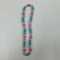 Detailed close-up shot of the colorful beaded cross necklace, showcasing texture and vivid colors. - 10mm Beads, Approx 56 Beads, 54cm (21.25inch), 5 Rows / Pink, Blue and Silver (11)