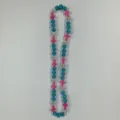 Colorful beaded necklace featuring blue crystal balls, pink cross charms, and sparkling rhinestones. - 10mm Beads, Approx 56 Beads, 54cm (21.25inch), 5 Rows / Blue, Silver and Pink Cross (10)