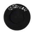 Zwarte wollen dames baret hoed winter elegante hoed met glanzende strass stenen decor - M (56-58cm) / Zwart