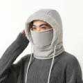 Pasamontañas térmico y cortavientos de invierno con mascarilla integrada y orejeras de felpa. - Ajustable / Gris claro