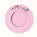 Roze wollen baret voor dames, stijlvolle wintermuts versierd met sprankelende strass. - M (56-58cm) / Roze