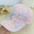 Gorra de béisbol con bordado floral rosa, lindo sombrero de sol de encaje con perlas. - Flor Rosa