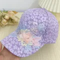 Gorra de béisbol de encaje floral morado con bordado 3d perlas sombrero de sol - Flor Púrpura