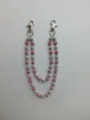 Detailed view of hip-hop pants chain with 12mm pink and silver rhinestone beads - Style 16