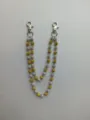 Detail view of 12mm rhinestone clay bead double trouser chain in yellow and silver - Style 18