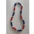 Patriotic red white and blue rhinestone clay ball necklace for events 10mm beads - Red White Blue