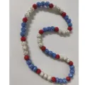 Patriotic red white and blue sparkling Shamballa rhinestone bead necklace for baseball fans - Red White Blue Mixed