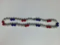 Red white and blue baseball shamballa clay bead necklace with silver cross charm - Red White Blue Baseball Cross