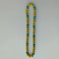 Sparkling crystal rhinestone clay bead necklace yellow and blue handmade jewelry accessory. - 10mm Beads / Style 3