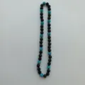 Black and turquoise rhinestone beaded necklace Shamballa style polymer clay shiny jewelry. - 10mm Beads / Style 6