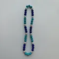 Shamballa clay rhinestone beaded necklace detail view, vibrant blue crystal disco ball beads. - 10mm Beads / Style 9
