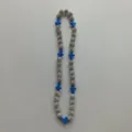Shamballa style rhinestone ball and blue cross beaded elastic necklace fashion jewelry - 10mm Beads, Approx 56 Beads, 54cm(21.25inch), 5 Rows / Style 14