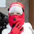 Winter warm windproof ushanka hat with goggles face mask and thick gloves red set. - Hat With Goggles / Red