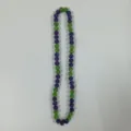 Detailed close-up of purple and green rhinestone clay beads necklace, showing bead texture. - 10mm (5 Rows) / Purple and Green (5)