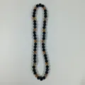 Shamballa beaded necklace with dark blue and gold rhinestone clay balls for women fashion. - 10mm (5 Rows) / Dark Blue and Gold (4)