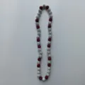 Close-up view of the red and silver rhinestone clay bead necklace, showing sparkling crystal balls. - 10mm (5 Rows) / Red and Silver (2)