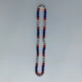 Red white and blue crystal rhinestone Shamballa bead necklace detail closeup display. - 10mm Beads, Approx 56 Beads, 54cm(21.25inch), 5 Rows / Red, White and Blue (22)