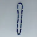 Close up detail view of sparkling rhinestone shamballa beaded necklace in blue and silver. - Shamballa Style Necklace (28) / 10mm 5 Rows Rhinestones (Approx. 56 Pcs/54cm) / Blue Silver Patchwork