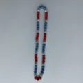 Red white and blue rhinestone ball beaded necklace detailed view showing colorful sparkling clay beads. - Shamballa Style Necklace (30) / 10mm 5 Rows Rhinestones (Approx. 56 Pcs/54cm) / Red White Blue