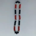 Red white and blue rhinestone beaded necklace detail view, vibrant handmade fashion jewelry piece. - Shamballa Style Necklace (33) / 10mm 5 Rows Rhinestones (Approx. 56 Pcs/54cm) / Red Silver Blue Patchwork